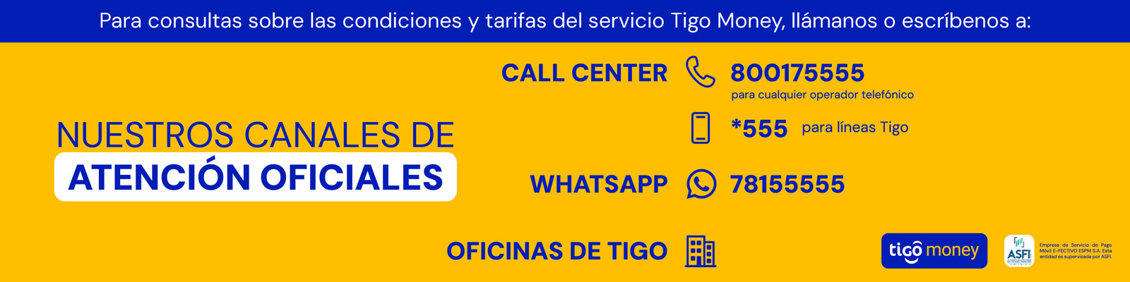 Canales de Atención Tigo Money